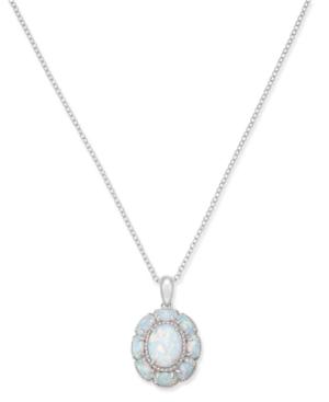 Opal Flower Pendant Necklace (2-1/5 Ct. T.w.) In Sterling Silver