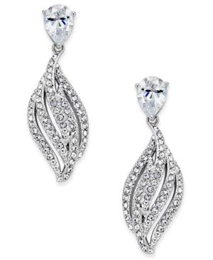 Eliot Danori Silver-tone Cubic Zirconia Pear And Pave Drop Earrings, Only At Macy's