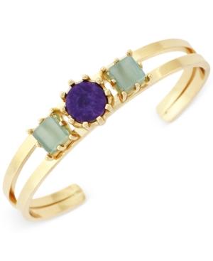 Bcbgeneration Gold-tone Blue And Green Stone Dainty Cuff Bracelet