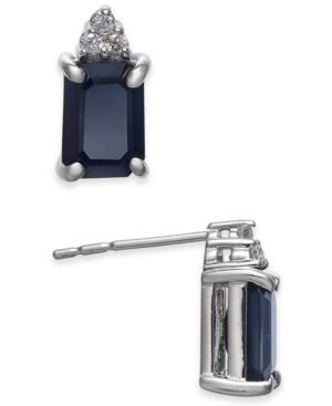 Sapphire (2-1/3 Ct. T.w.) & Diamond Accent Stud Earrings In 14k White Gold