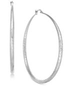 Thalia Sodi Silver-tone Textured Hoop Earrings, Created For Macy's