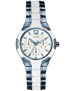 Guess Women's Blue And White Ion-plated Stainless Steel Bracelet Watch 36mm U0556l9