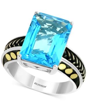Effy Blue Topaz Statement Ring (6-5/8 Ct. T.w.) In Sterling Silver & 18k Gold