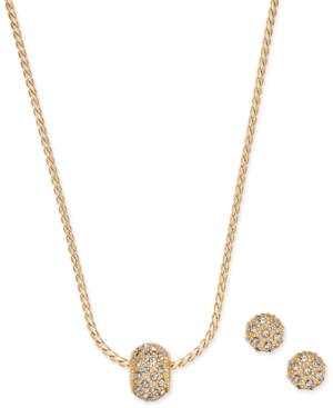 Charter Club Gold-tone Pave Ball Pendant Necklace And Stud Earrings