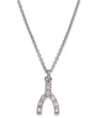 B. Brilliant Sterling Silver Necklace, Cubic Zirconia Accent Wishbone Pendant