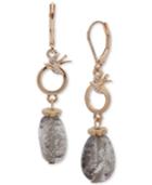 Lonna & Lilly Gold-tone Pave & Gray Stone Drop Earrings