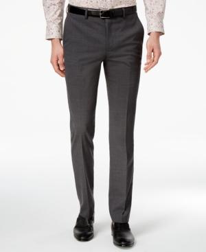 Bar Iii Men's Extra-slim Fit Gray/black Mini-grid Suit Pants, Only At Macy's