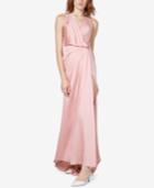 Fame And Partners Open-back Draped Slit Gown