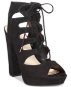 Bar Iii Nelly Lace-up Block-heel Platform Sandals, Created For Macy's Women's Shoes
