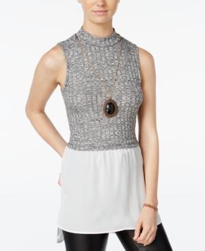 Bcx Juniors' Marled Necklace Layered-look Top