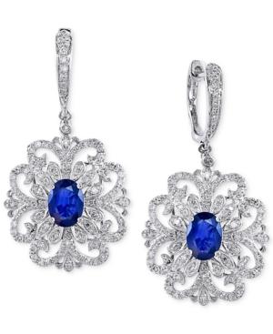 Royale Bleu Effy Sapphire (2 Ct. T.w.) And Diamond (4/5 Ct. T.w.) Drop Earrings In 14k White Gold