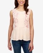 Lucky Brand Embroidered Ladder-trim Top
