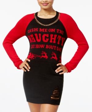 Ultra Flirt By Ikeddi Juniors' Distressed Holiday Sweater Dress