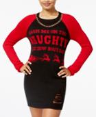 Ultra Flirt By Ikeddi Juniors' Distressed Holiday Sweater Dress