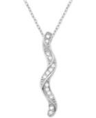 Diamond Twisted Bar 18 Pendant Necklace (1/10 Ct. T.w.) In Sterling Silver