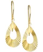 Swiss-cut Teardrop Drop Earrings In 10k Gold