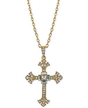 Vatican Gold-tone Crystal Cross Pendant Necklace
