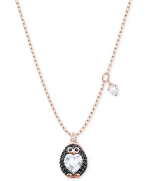 Swarovski Rose Gold-tone Crystal Penguin Pendant Necklace, 14-4/5 + 3 Extender