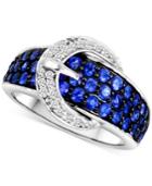 Le Vian Sapphire (1-3/8 Ct. T.w.) And Diamond (1/8 Ct. T.w.) Buckle Ring In 14k White Gold