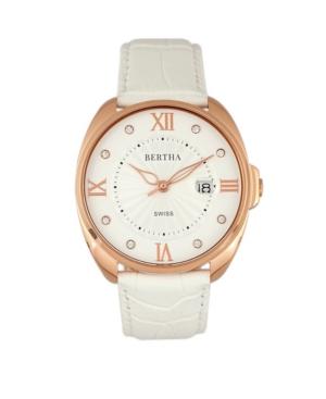 Bertha Quartz Amelia Collection White Leather Watch 38mm