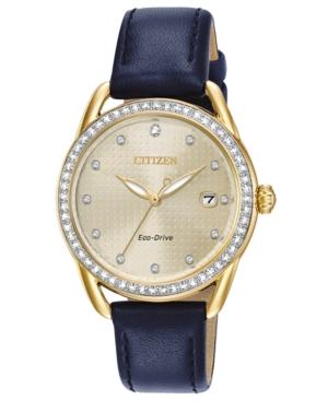 Citizen Drive From Citizen Eco-drive Women's Blue Leather Strap Watch 37mm