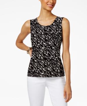 Jm Collection Petite Printed Jacquard Shell, Only At Macy's
