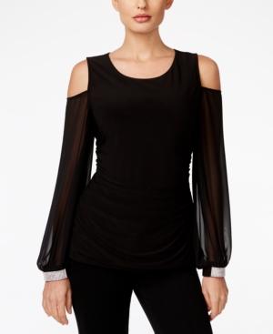 Msk Cold-shoulder Embellished-cuff Top