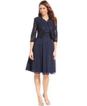 Jessica Howard Sleeveless Sequin Lace Dress And Jacket