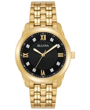 Bulova Men's Diamond-accent Gold-tone Stainless Steel Bracelet Watch 40mm