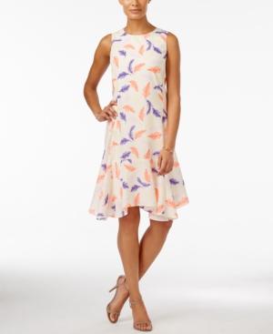 Cece By Cynthia Steffe Sleeveless Feather-print Sheath Dress