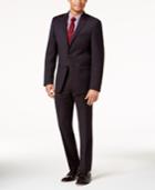 Calvin Klein Men's Slim-fit Burgundy Textured Suit
