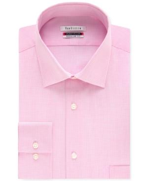 Van Heusen Men's Tek Fit Flex Collar Bright Pink Gingham Dress Shirt