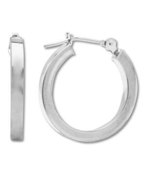 14k White Gold Earrings, Polished Hoop Earrings