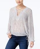 Jessica Simpson Lise Lace-up Snake-print Top