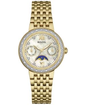 Bulova Women's Diamond Accent Gold-tone Stainless Steel Bracelet Watch 32mm 98r224