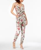 Material Girl Juniors' Printed Ruched-hem Faux-wrap Jumpsuit, Created For Macy's