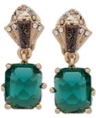 Jenny Packham Gold-tone Pave & Stone Clip-on Drop Earrings