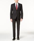 Dkny Men's Slim-fit Charcoal Plaid Wool Suit