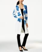 Ny Collection Floral-print Duster Cardigan