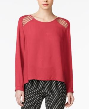 Bar Iii Lattice-detail Button-back Blouse, Only At Macy's