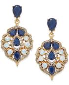 Inc International Concepts Gold-tone Blue Stone And Pave Drop Earrings, Only At Macy's