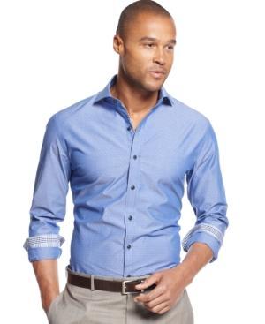 Tasso Elba Uptown Dobby Dotted Shirt