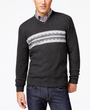 Club Room Big And Tall Fair Isle Cashmere V-neck Sweater, Only At Macy's