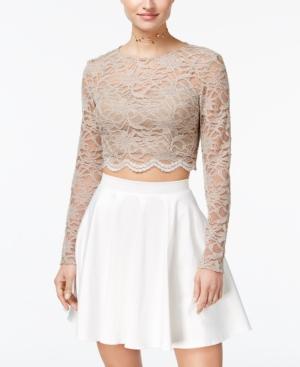 City Studios Juniors' 2-pc. Lace Top & Flared Skirt Dress