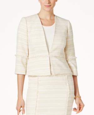 Kasper Petite Fringe-trim Tweed Blazer