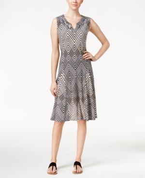 Jm Collection Printed Split-neck Dress, Only At Macy's