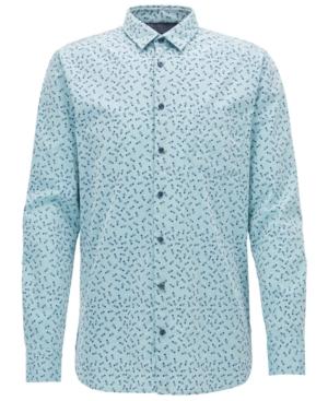 Boss Men's Slim-fit Printed Cotton Sport Shirt