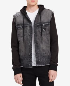 Calvin Klein Jeans Men's Layered Mixed-media Hoodie