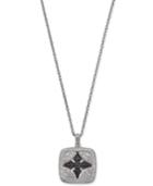 Diamond Filigree Square Pendant Necklace (1/10 Ct. T.w.) In Sterling Silver