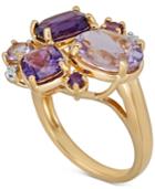 Multi-gemstone Cluster Statement Ring (4-1/3 Ct. T.w.) In 14k Gold-plated Sterling Silver